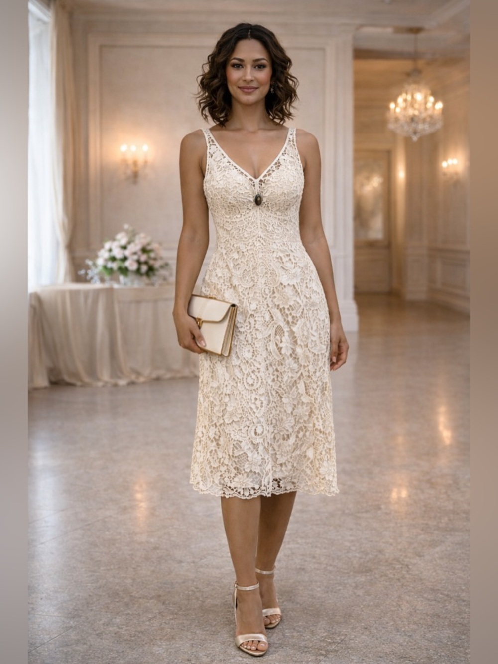 Ralph Lauren Vintage Lace Bridal Dress Size 6 Courthouse Wedding Reception Dress